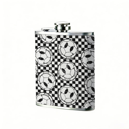 Smiley faces on checkerboard background 8oz Stainless Steel Whiskey Flask with Fashionable pattern print Design - Portable Outdoor Camping & Hunting Flask, Perfect for Tequila, Whiskey, and Spirits - Unique Father'S Day Christmas Gift