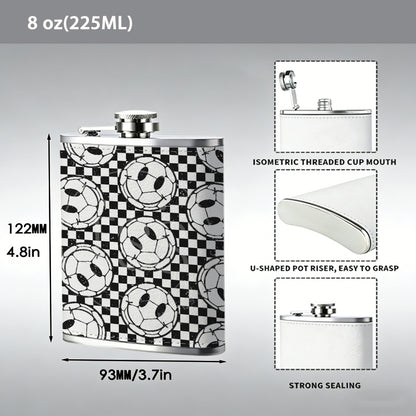 Smiley faces on checkerboard background 8oz Stainless Steel Whiskey Flask with Fashionable pattern print Design - Portable Outdoor Camping & Hunting Flask, Perfect for Tequila, Whiskey, and Spirits - Unique Father'S Day Christmas Gift