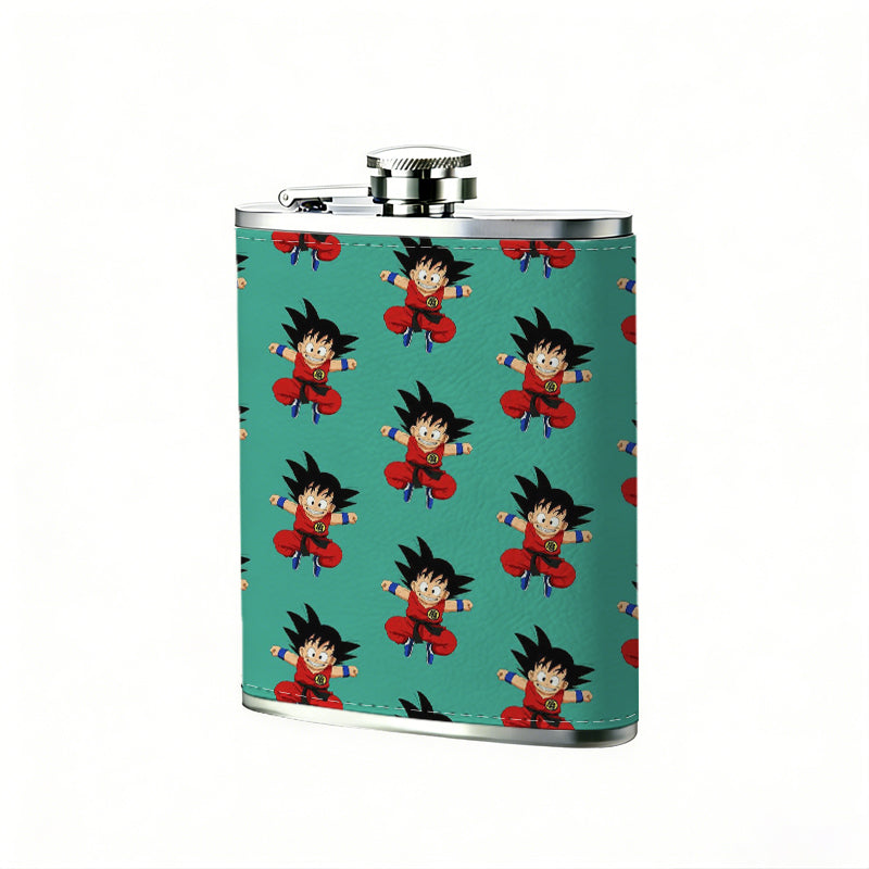 Repeating cartoon boy head patterns 8oz Stainless Steel Whiskey Flask with Fashionable pattern print Design - Portable Outdoor Camping & Hunting Flask, Perfect for Tequila, Whiskey, and Spirits - Unique Father'S Day Christmas Gift