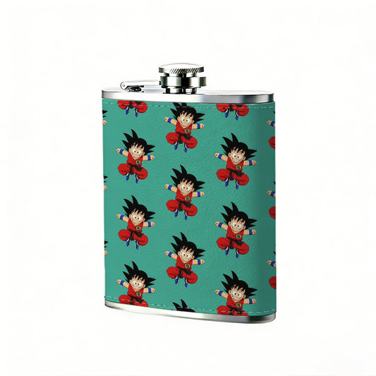 Repeating cartoon boy head patterns 8oz Stainless Steel Whiskey Flask with Fashionable pattern print Design - Portable Outdoor Camping & Hunting Flask, Perfect for Tequila, Whiskey, and Spirits - Unique Father'S Day Christmas Gift
