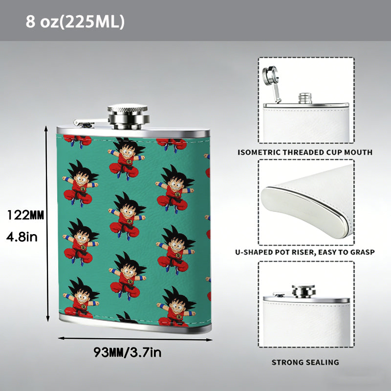 Repeating cartoon boy head patterns 8oz Stainless Steel Whiskey Flask with Fashionable pattern print Design - Portable Outdoor Camping & Hunting Flask, Perfect for Tequila, Whiskey, and Spirits - Unique Father'S Day Christmas Gift