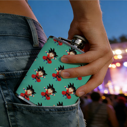 Repeating cartoon boy head patterns 8oz Stainless Steel Whiskey Flask with Fashionable pattern print Design - Portable Outdoor Camping & Hunting Flask, Perfect for Tequila, Whiskey, and Spirits - Unique Father'S Day Christmas Gift