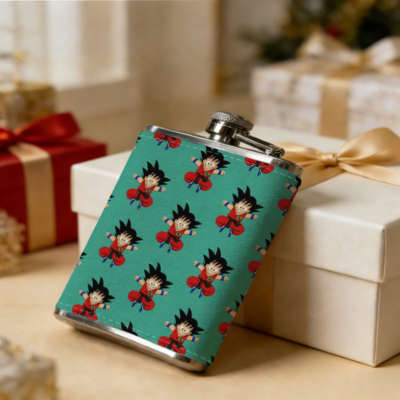 Repeating cartoon boy head patterns 8oz Stainless Steel Whiskey Flask with Fashionable pattern print Design - Portable Outdoor Camping & Hunting Flask, Perfect for Tequila, Whiskey, and Spirits - Unique Father'S Day Christmas Gift