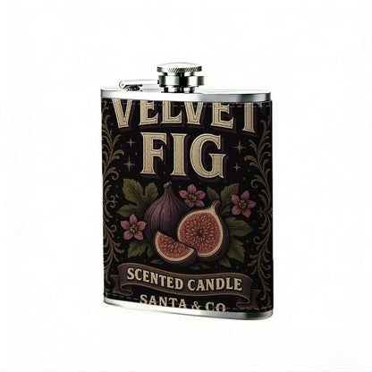 Velvet fig scented candle label 8oz Stainless Steel Whiskey Flask with Fashionable pattern print Design - Portable Outdoor Camping & Hunting Flask, Perfect for Tequila, Whiskey, and Spirits - Unique Father'S Day Christmas Gift