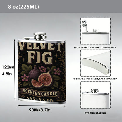 Velvet fig scented candle label 8oz Stainless Steel Whiskey Flask with Fashionable pattern print Design - Portable Outdoor Camping & Hunting Flask, Perfect for Tequila, Whiskey, and Spirits - Unique Father'S Day Christmas Gift