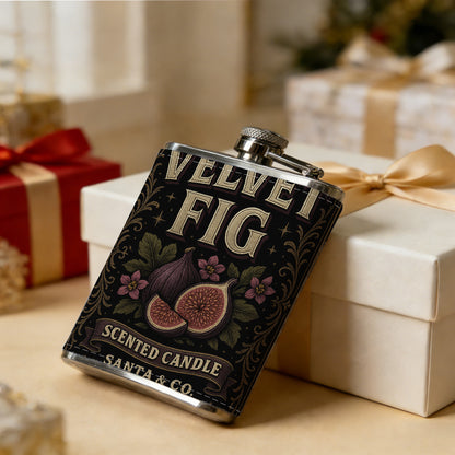 Velvet fig scented candle label 8oz Stainless Steel Whiskey Flask with Fashionable pattern print Design - Portable Outdoor Camping & Hunting Flask, Perfect for Tequila, Whiskey, and Spirits - Unique Father'S Day Christmas Gift