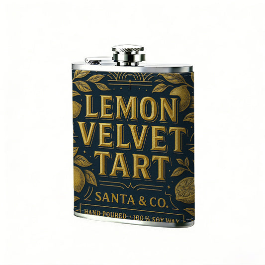 Vintage label with lemons and text 8oz Stainless Steel Whiskey Flask with Fashionable pattern print Design - Portable Outdoor Camping & Hunting Flask, Perfect for Tequila, Whiskey, and Spirits - Unique Father'S Day Christmas Gift