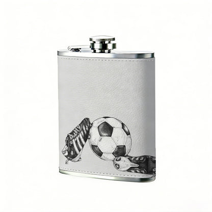 Two sports shoes and a soccer ball 8oz Stainless Steel Whiskey Flask with Fashionable pattern print Design - Portable Outdoor Camping & Hunting Flask, Perfect for Tequila, Whiskey, and Spirits - Unique Father'S Day Christmas Gift