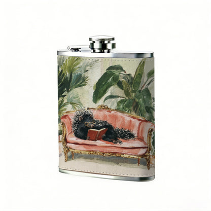 Framed painting of sofa and green plants 8oz Stainless Steel Whiskey Flask with Fashionable pattern print Design - Portable Outdoor Camping & Hunting Flask, Perfect for Tequila, Whiskey, and Spirits - Unique Father'S Day Christmas Gift