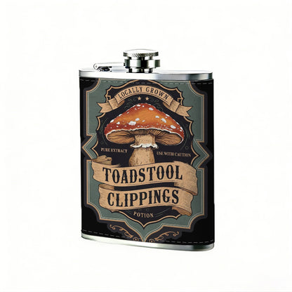 Vintage mushroom badge with text 1pc Stainless Steel Flask 8oz -Fashionable patterns Design, Ideal for Dad, Grandpa, Uncle, Hunting Enthusiasts, Birthday, Party, Christmas, Halloween Gifts
