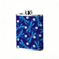 Blue leaf and white dot pattern 1pc Stainless Steel Flask 8oz -Fashionable patterns Design, Ideal for Dad, Grandpa, Uncle, Hunting Enthusiasts, Birthday, Party, Christmas, Halloween Gifts