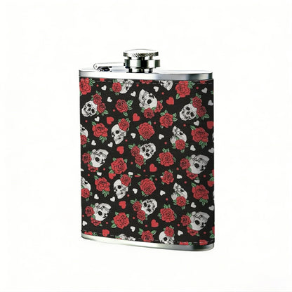 Red strawberry pattern background 1pc Stainless Steel Flask 8oz -Fashionable patterns Design, Ideal for Dad, Grandpa, Uncle, Hunting Enthusiasts, Birthday, Party, Christmas, Halloween Gifts
