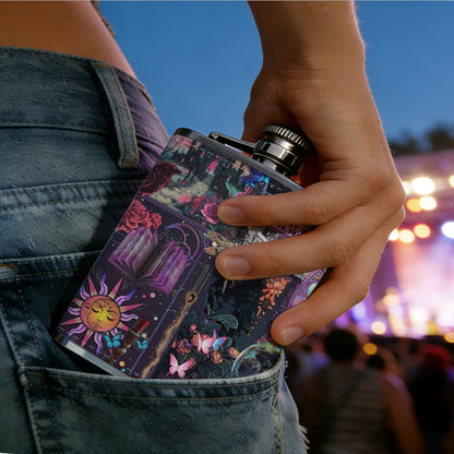 Various colorful flower patterns 1pc Stainless Steel Flask 8oz -Fashionable patterns Design, Ideal for Dad, Grandpa, Uncle, Hunting Enthusiasts, Birthday, Party, Christmas, Halloween Gifts