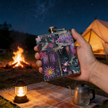 Various colorful flower patterns 1pc Stainless Steel Flask 8oz -Fashionable patterns Design, Ideal for Dad, Grandpa, Uncle, Hunting Enthusiasts, Birthday, Party, Christmas, Halloween Gifts