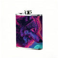 Neon wolf head cosmic background 1pc Stainless Steel Flask 8oz -Fashionable patterns Design, Ideal for Dad, Grandpa, Uncle, Hunting Enthusiasts, Birthday, Party, Christmas, Halloween Gifts