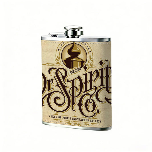 Vintage decorative typography logo 1pc Stainless Steel Flask 8oz -Fashionable patterns Design, Ideal for Dad, Grandpa, Uncle, Hunting Enthusiasts, Birthday, Party, Christmas, Halloween Gifts