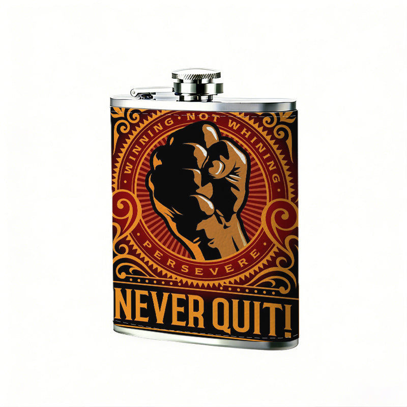 Clenched fist vintage motivational poster 1pc Stainless Steel Flask 8oz -Fashionable patterns Design, Ideal for Dad, Grandpa, Uncle, Hunting Enthusiasts, Birthday, Party, Christmas, Halloween Gifts