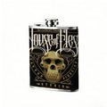 House of Flesh skull logo 1pc Stainless Steel Flask 8oz -Fashionable patterns Design, Ideal for Dad, Grandpa, Uncle, Hunting Enthusiasts, Birthday, Party, Christmas, Halloween Gifts