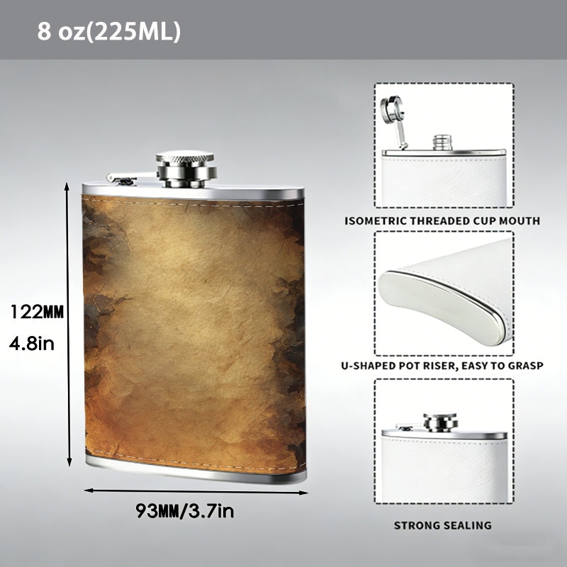 Fire flame on dark background 1pc Stainless Steel Flask 8oz -Fashionable patterns Design, Ideal for Dad, Grandpa, Uncle, Hunting Enthusiasts, Birthday, Party, Christmas, Halloween Gifts