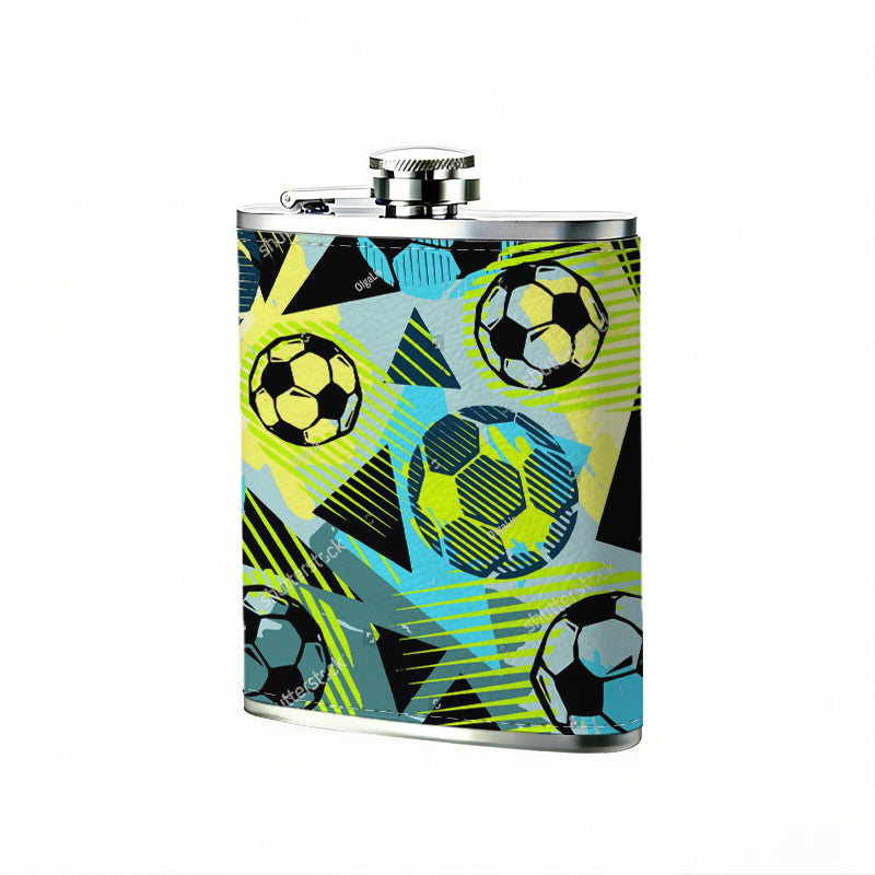 Colorful abstract soccer pattern 1pc Stainless Steel Flask 8oz -Fashionable patterns Design, Ideal for Dad, Grandpa, Uncle, Hunting Enthusiasts, Birthday, Party, Christmas, Halloween Gifts