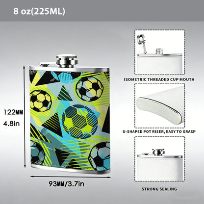 Colorful abstract soccer pattern 1pc Stainless Steel Flask 8oz -Fashionable patterns Design, Ideal for Dad, Grandpa, Uncle, Hunting Enthusiasts, Birthday, Party, Christmas, Halloween Gifts
