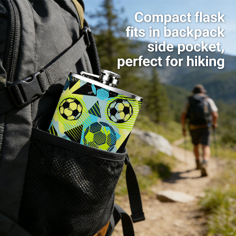Colorful abstract soccer pattern 1pc Stainless Steel Flask 8oz -Fashionable patterns Design, Ideal for Dad, Grandpa, Uncle, Hunting Enthusiasts, Birthday, Party, Christmas, Halloween Gifts