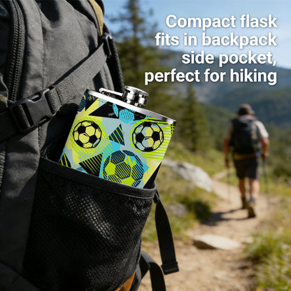 Colorful abstract soccer pattern 1pc Stainless Steel Flask 8oz -Fashionable patterns Design, Ideal for Dad, Grandpa, Uncle, Hunting Enthusiasts, Birthday, Party, Christmas, Halloween Gifts