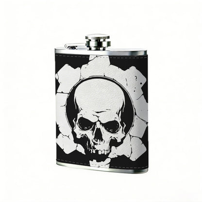 Skull and gear logo 8oz Stainless Steel Flask - Perfect Pocket Whiskey Holder for Men, Ideal Christian Gift for Friends, Colleagues & Brothers