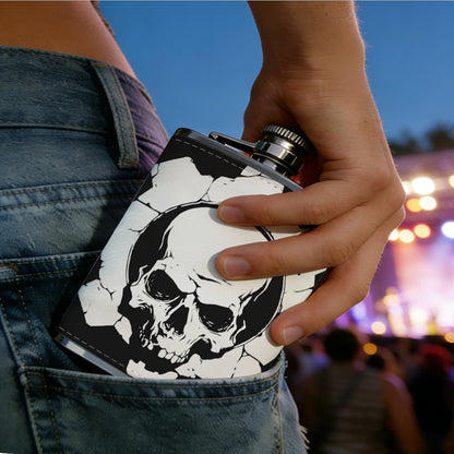 Skull and gear logo 8oz Stainless Steel Flask - Perfect Pocket Whiskey Holder for Men, Ideal Christian Gift for Friends, Colleagues & Brothers