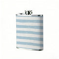 Blue and white horizontal stripes 8oz Stainless Steel Flask - Perfect Pocket Whiskey Holder for Men, Ideal Christian Gift for Friends, Colleagues & Brothers