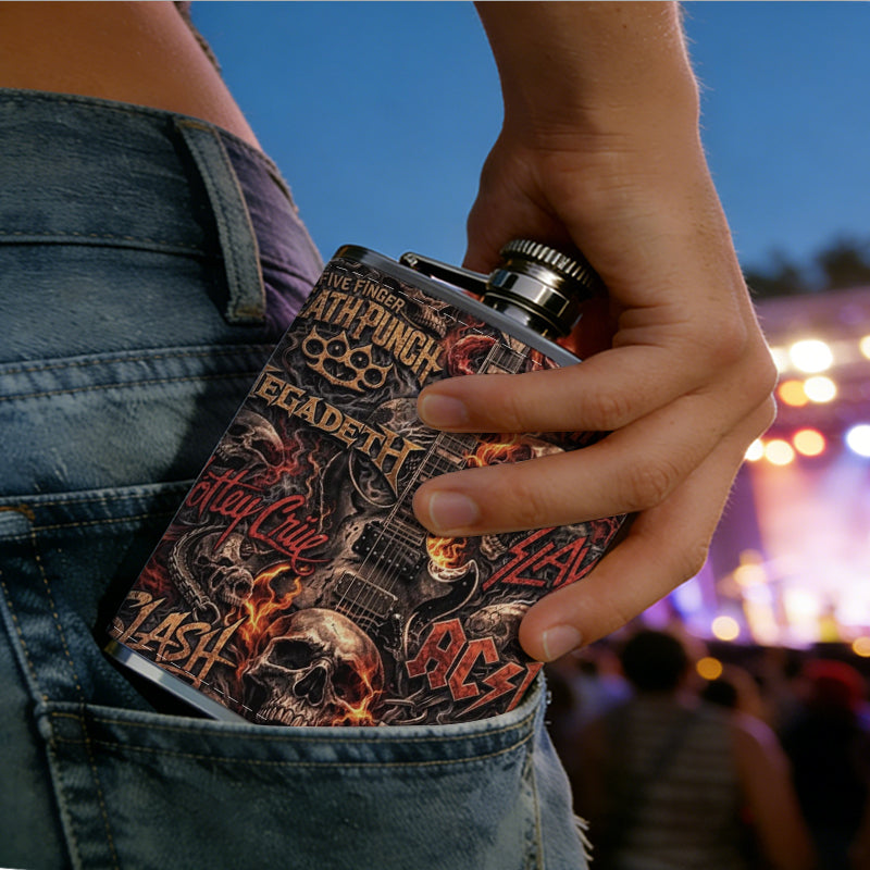 Dark graphic with text and patterns 8oz Stainless Steel Flask - Perfect Pocket Whiskey Holder for Men, Ideal Christian Gift for Friends, Colleagues & Brothers