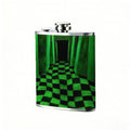 Endless green checkered glowing hallway 8oz Stainless Steel Flask - Perfect Pocket Whiskey Holder for Men, Ideal Christian Gift for Friends, Colleagues & Brothers