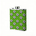 Green background with soccer ball patterns 8oz Stainless Steel Flask - Perfect Pocket Whiskey Holder for Men, Ideal Christian Gift for Friends, Colleagues & Brothers