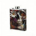 Skull with flowers Stainless Steel Mini Flask 8oz Portable Travel Drinkware, Unique Gift for Golf Enthusiasts, Outdoor Activities, Parties & Special Occasions