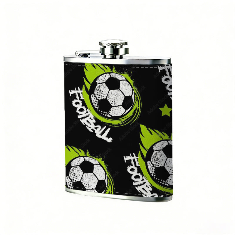 Football pattern with text and stars Stainless Steel Mini Flask 8oz Portable Travel Drinkware, Unique Gift for Golf Enthusiasts, Outdoor Activities, Parties & Special Occasions