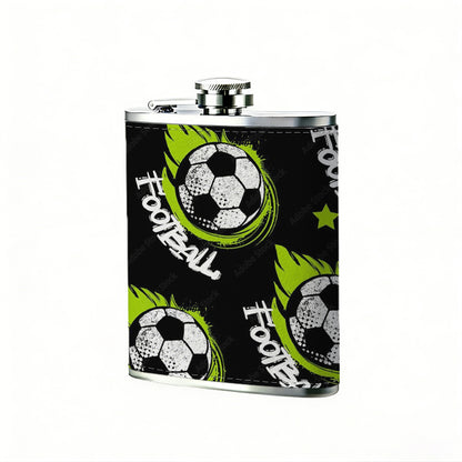 Football pattern with text and stars Stainless Steel Mini Flask 8oz Portable Travel Drinkware, Unique Gift for Golf Enthusiasts, Outdoor Activities, Parties & Special Occasions