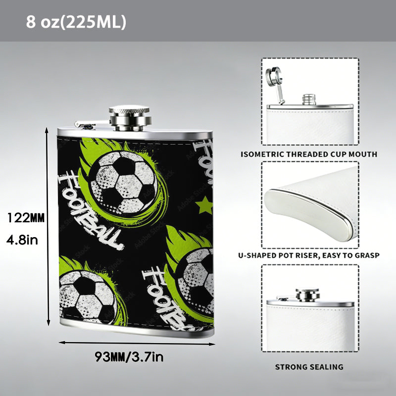 Football pattern with text and stars Stainless Steel Mini Flask 8oz Portable Travel Drinkware, Unique Gift for Golf Enthusiasts, Outdoor Activities, Parties & Special Occasions