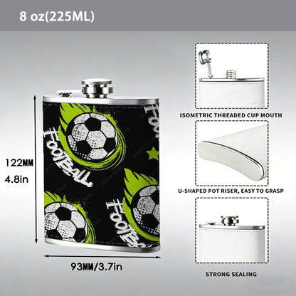 Football pattern with text and stars Stainless Steel Mini Flask 8oz Portable Travel Drinkware, Unique Gift for Golf Enthusiasts, Outdoor Activities, Parties & Special Occasions