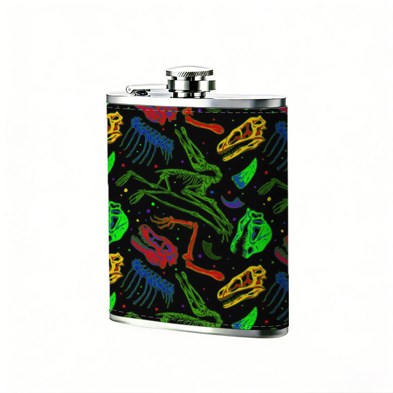 Colorful woven geometric pattern Stainless Steel Mini Flask 8oz Portable Travel Drinkware, Unique Gift for Golf Enthusiasts, Outdoor Activities, Parties & Special Occasions