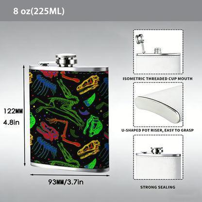 Colorful woven geometric pattern Stainless Steel Mini Flask 8oz Portable Travel Drinkware, Unique Gift for Golf Enthusiasts, Outdoor Activities, Parties & Special Occasions