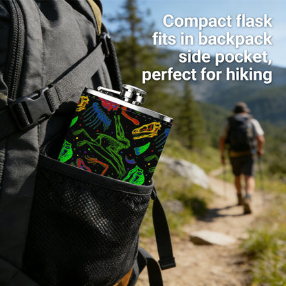 Colorful woven geometric pattern Stainless Steel Mini Flask 8oz Portable Travel Drinkware, Unique Gift for Golf Enthusiasts, Outdoor Activities, Parties & Special Occasions