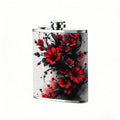 Red roses and black vines pattern Stainless Steel Mini Flask 8oz Portable Travel Drinkware, Unique Gift for Golf Enthusiasts, Outdoor Activities, Parties & Special Occasions