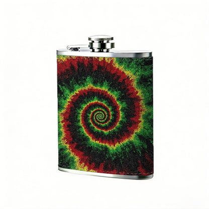 Spiral pattern in red and green Stainless Steel Mini Flask 8oz Portable Travel Drinkware, Unique Gift for Golf Enthusiasts, Outdoor Activities, Parties & Special Occasions