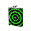 Glowing green concentric rings Stainless Steel Mini Flask 8oz Portable Travel Drinkware, Unique Gift for Golf Enthusiasts, Outdoor Activities, Parties & Special Occasions