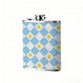 Blue, white and yellow diamond pattern Stainless Steel Mini Flask 8oz Portable Travel Drinkware, Unique Gift for Golf Enthusiasts, Outdoor Activities, Parties & Special Occasions