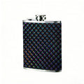 Dark gradient dotted texture pattern Stainless Steel Mini Flask 8oz Portable Travel Drinkware, Unique Gift for Golf Enthusiasts, Outdoor Activities, Parties & Special Occasions