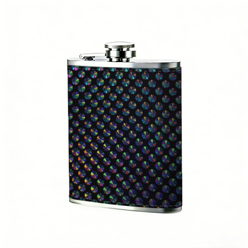 Dark gradient dotted texture pattern Stainless Steel Mini Flask 8oz Portable Travel Drinkware, Unique Gift for Golf Enthusiasts, Outdoor Activities, Parties & Special Occasions