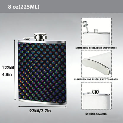 Dark gradient dotted texture pattern Stainless Steel Mini Flask 8oz Portable Travel Drinkware, Unique Gift for Golf Enthusiasts, Outdoor Activities, Parties & Special Occasions