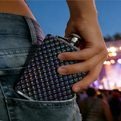 Dark gradient dotted texture pattern Stainless Steel Mini Flask 8oz Portable Travel Drinkware, Unique Gift for Golf Enthusiasts, Outdoor Activities, Parties & Special Occasions