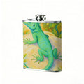 A green lizard among plants Stainless Steel Mini Flask 8oz Portable Travel Drinkware, Unique Gift for Golf Enthusiasts, Outdoor Activities, Parties & Special Occasions